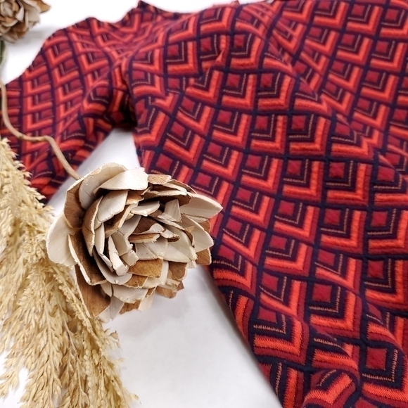 LOFT Medium Navy Red Orange Geodesic Print Dress Size M - Picture 8 of 13